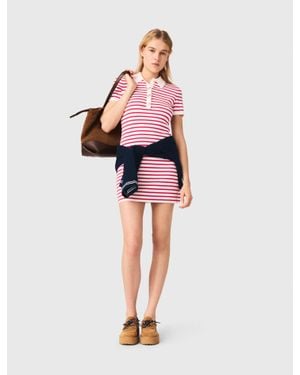 Maje Striped Polo Dress - Pink