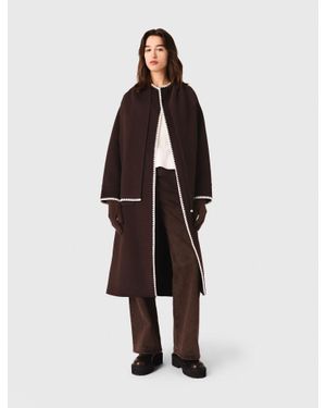Maje Embroidered Double-Faced Coat - Brown
