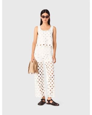 Maje Crochet Trousers With Mirrors - White