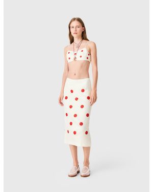 Maje Embroidered Linen And Silk Crop Top - White