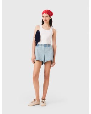 Maje Denimshorts Mit Blumen - Blau
