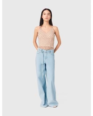 Maje Beaded Top With Lining - Blue