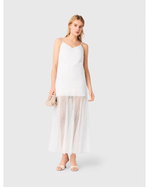 Maje Taffeta And Lace Dress - White