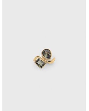Maje Asymmetrical Ring With Rhinestones - White
