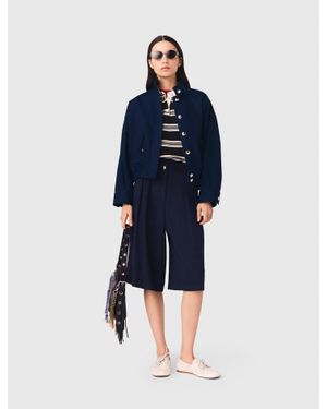Maje Cotton Bomber Jacket - Blue