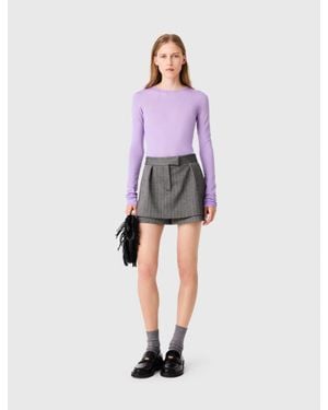 Maje Rhinestone Tailored Skort - Gray
