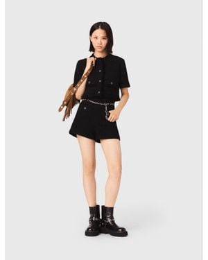 Maje Shiny Tweed Shorts - Black