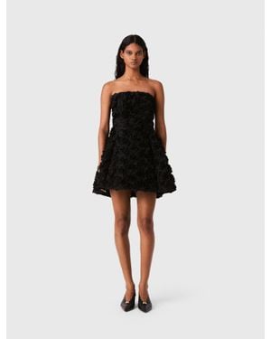 Maje Strapless Dress With Flowers - Black