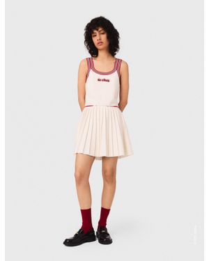 Maje Short Pleated Knitted Skirt - White