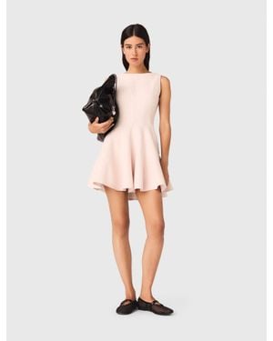 Maje Short Flared Tweed Dress - White