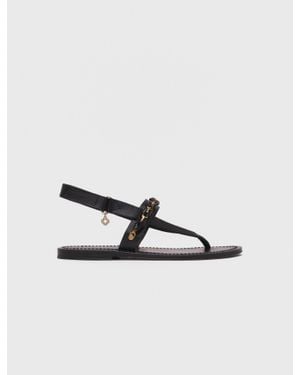 Maje Flache Ledersandalen K. Jacques - Mettallic