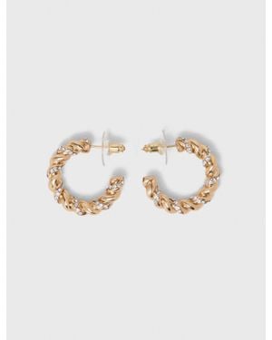 Maje Twisted Rhinestone Hoop Earrings - White