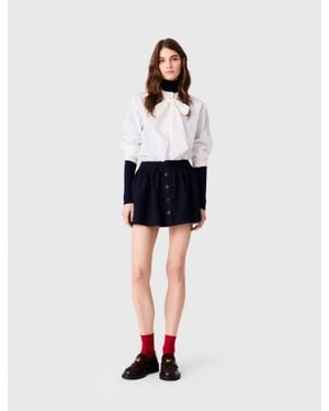 Maje Short Tailored Rhinestone Skirt - White