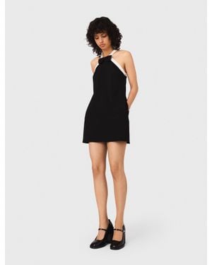 Maje Heavy Crepe Tuxedo Dress - Black