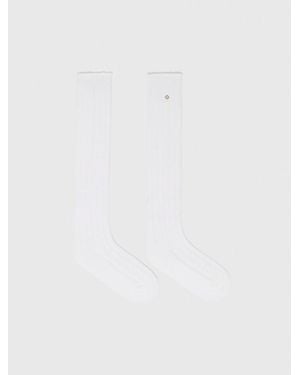 Maje Knee-High Pointelle Socks - White