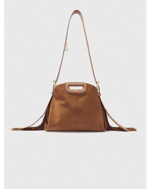 Maje Miss M Mini Suede Bag - Natural