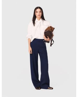 Maje Linen-Blend Sailor Pants - Blue