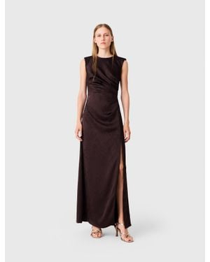 Maje Satin-Effect Draped Maxi Dress - White