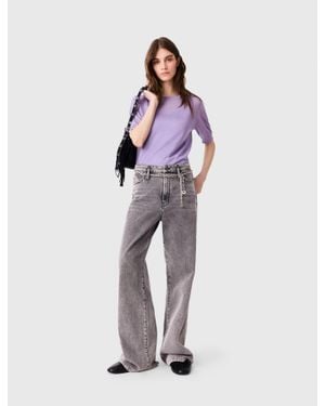 Maje Wide-Leg Jeans With Chain-Link Belt - White