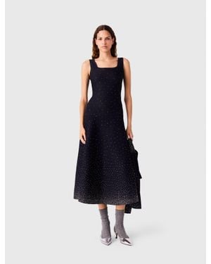 Maje Langes Strickkleid Mit Strass - Blau