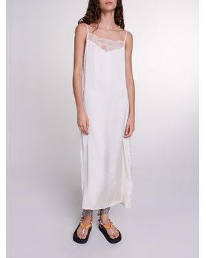 Maje Long Satin Dress - White