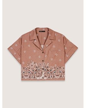 Maje Patterned Rhinestone Cropped Shirt - Pink