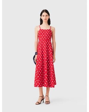 Maje Backless Linen-Blend Maxi Dress - Red