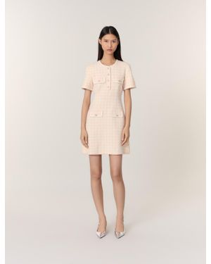 Maje Tweed-Effect Knit Mini Dress - Natural