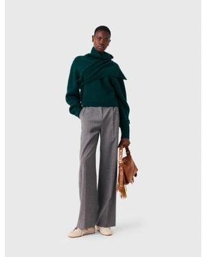 Maje Wide-Leg Drawstring Trousers - Grey