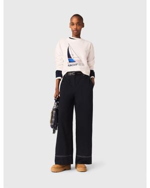 Maje Cotton Pants With Leather Belt - White