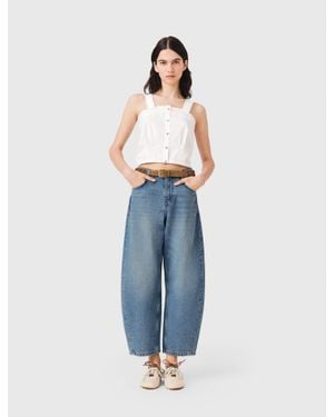 Maje Crop Top With Lace Trim - Blue