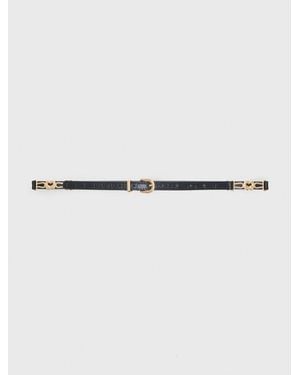Maje Slim Croc-Effect Leather Belt - Black