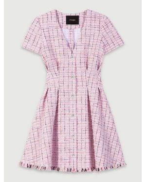 Maje Tweed Babydoll Dress - Pink