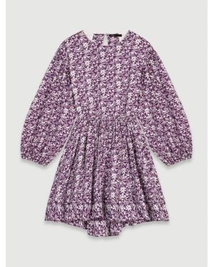 Maje Puff-Sleeve Floral Dress - Purple