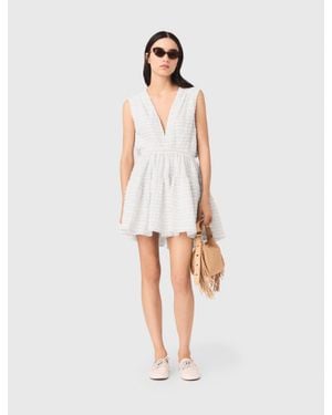 Maje Short Flared Open-Back Dress - White