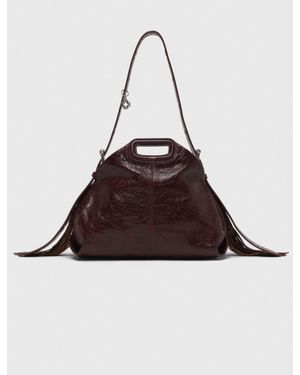 Maje Crackled Leather Miss M Bag - Brown