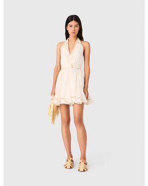 Maje Short Patterned Backless Dress - White