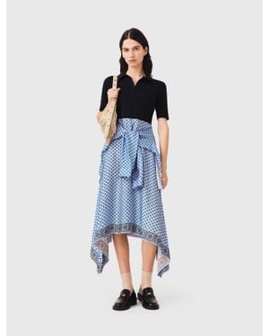 Maje Layered-Effect Scarf Skirt Dress - Blue