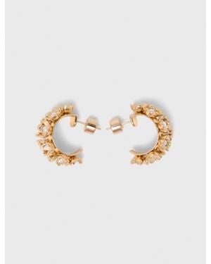 Maje Rhinestone Flower Hoop Earrings - White