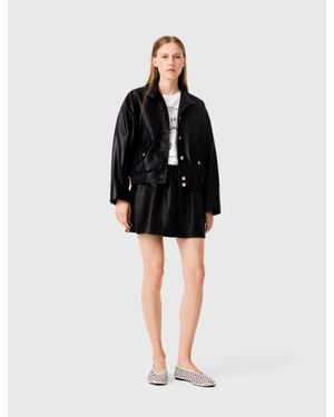 Maje Short Leather Skirt - Black