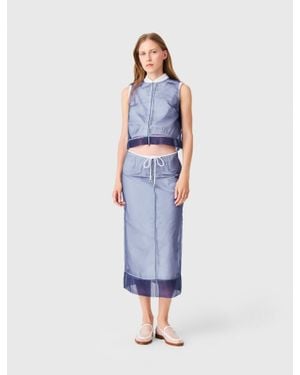 Maje Cotton And Removable Organza Skirt - Blue