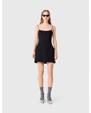 Maje Short Backless Satin Dress - Black