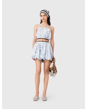 Maje Printed Balloon-Effect Skirt - White