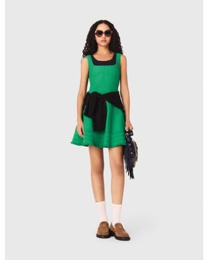 Maje Knit Skater Dress - Green