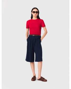 Maje Linen-Blend Bermuda Shorts - Red