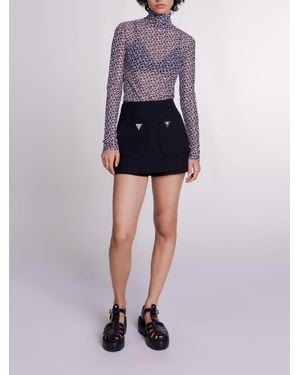 Maje Semi-Sheer Patterned Top - Purple