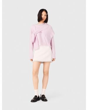 Maje Tweed Skirt With Pearl Trim - Pink