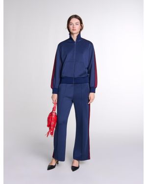 Maje Striped Zip-Up Sweatshirt - Blue