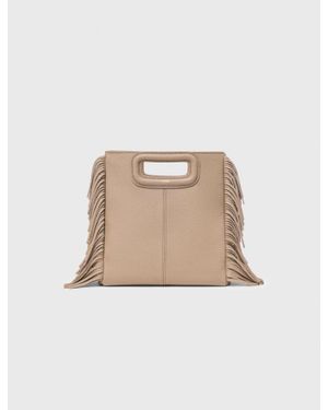 Maje M-Tasche Aus Genarbtem Leder - Natur