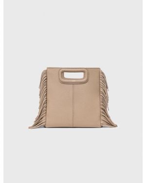Maje Sac M En Cuir Grainé - Neutre